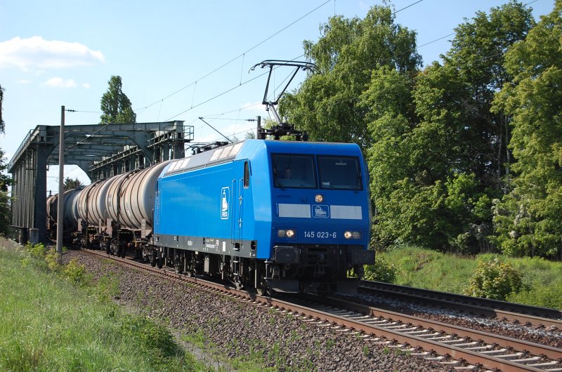145 023-6 PRESS am 13.05.2009 nach �berquerung des Mittellandkanals bei Peine