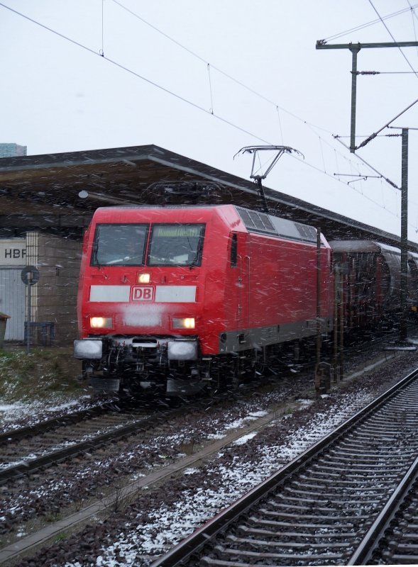 145 045 durchfhrt mit einem Gemischten Gterzug Braunschweig Hbf richtung HLER (Lehrte) (18.3.2008)