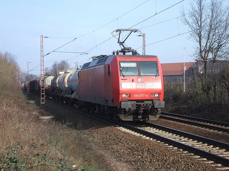 145 077-4 mit gem.Gterzug am 8.3.2008 durch Limmer -> Linden