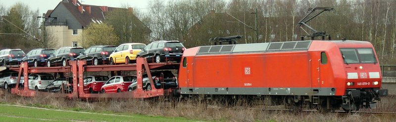 145 079 mit einem Mischer kurz vor dem Rbf Bochum-Langendreer, 24.03.2009