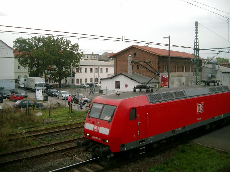 145 080-8 der DB in Markranstdt b. Leipzig im Herbst 2004