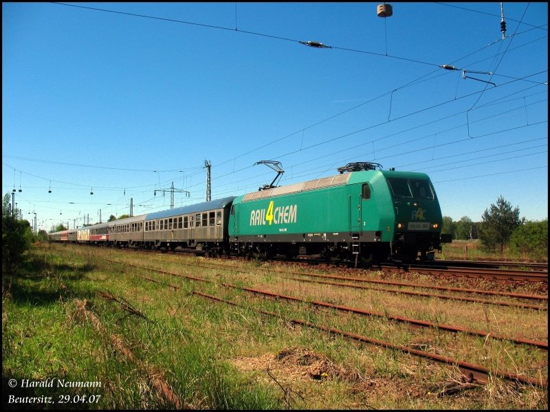 145-CL 003 mit Fu�ballsonderzug DPE88652 Leverkusen - Cottbus, Beutersitz, 29.04.07.
