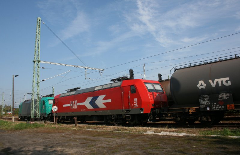 145 CL 011 und 185 575-8 am 28.09.2008 im Bahnhof Guben