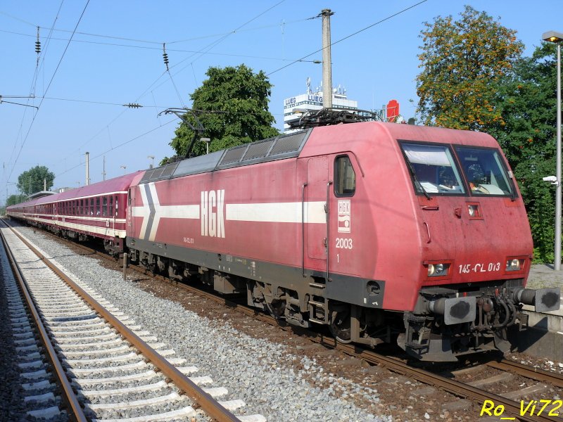 145 CL 013 d. HGK mit Sonderzug von Mller-Touren auf dem Weg nach Hamburg. Bochum Hbf. 05.07.2008.