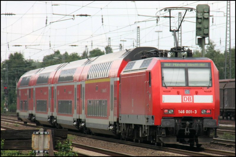 146 001-3 schiebt Ihren RE2 durch RE-Sd nach Recklinhausen HBf.   05.07.2007
