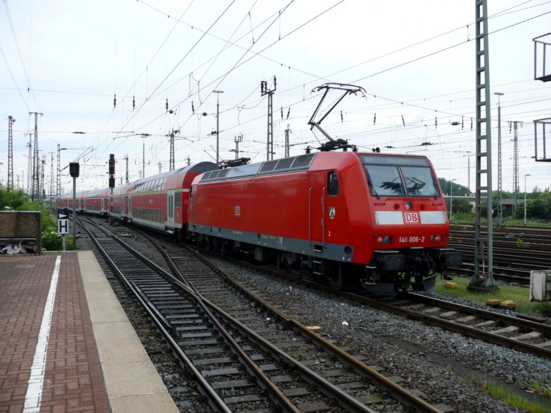 146 006-2 bei der Ausfahrt aus dem Dortmunder Hauptbahnhof am 17.5.2009