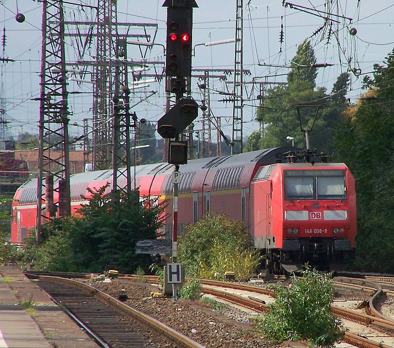 146 008-8 verlsst Essen Hbf in Richtung Aachen Hbf. 24.09.07