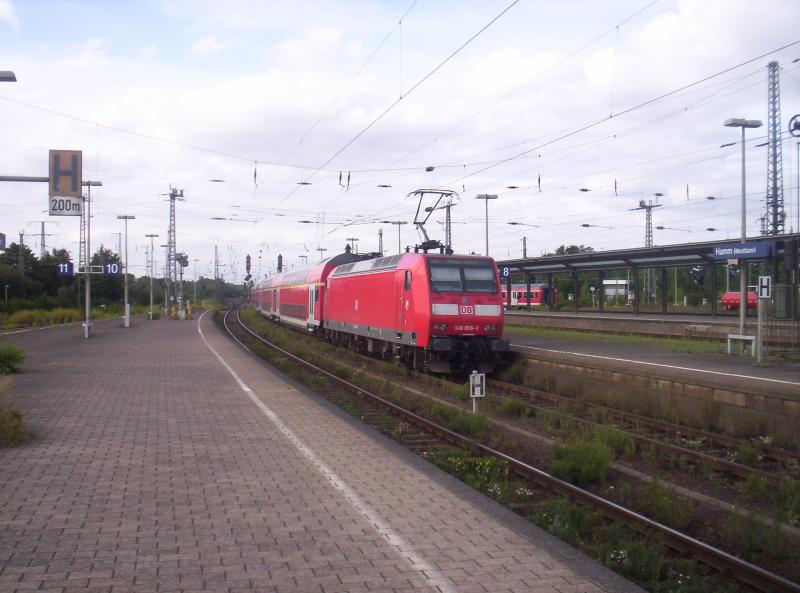 146 016-1 bei der ausfahrt von Hamm(Westf) in Richtung Minden(Westf) im Juli 2005