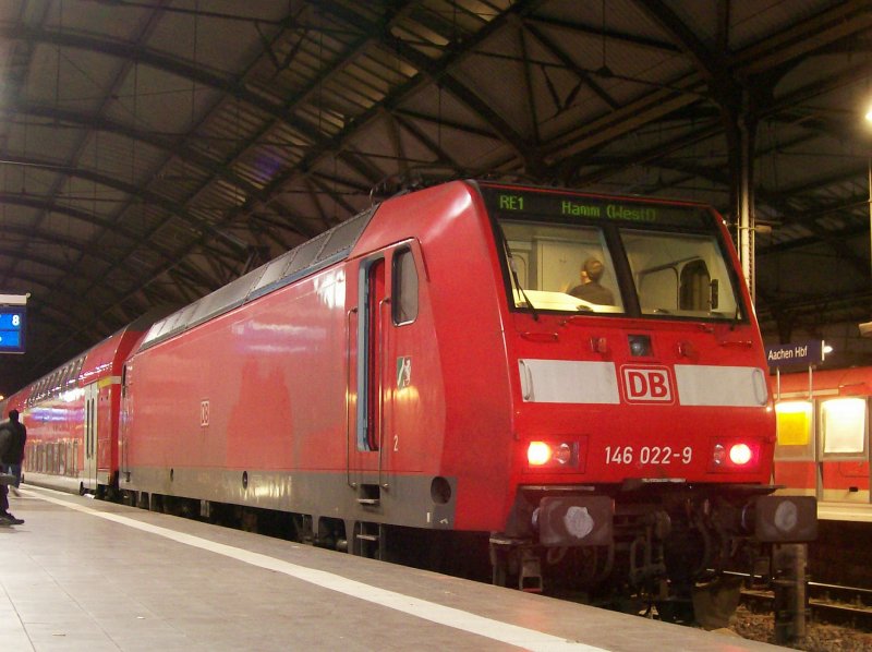 146 022-9 beim Aufrsten im Aachener Hbf. 09.02.2007