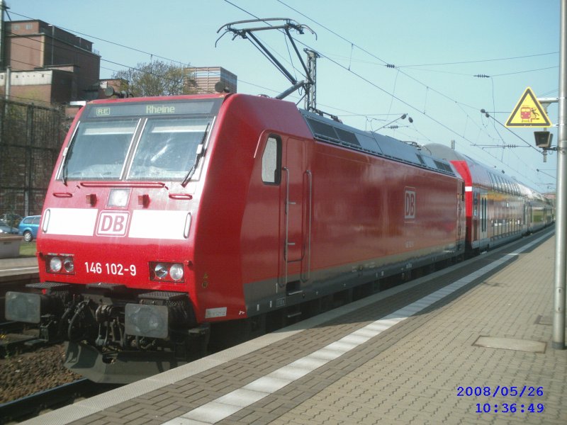 146 102-9 mit RE Richtung Rheine am 27.04.2008