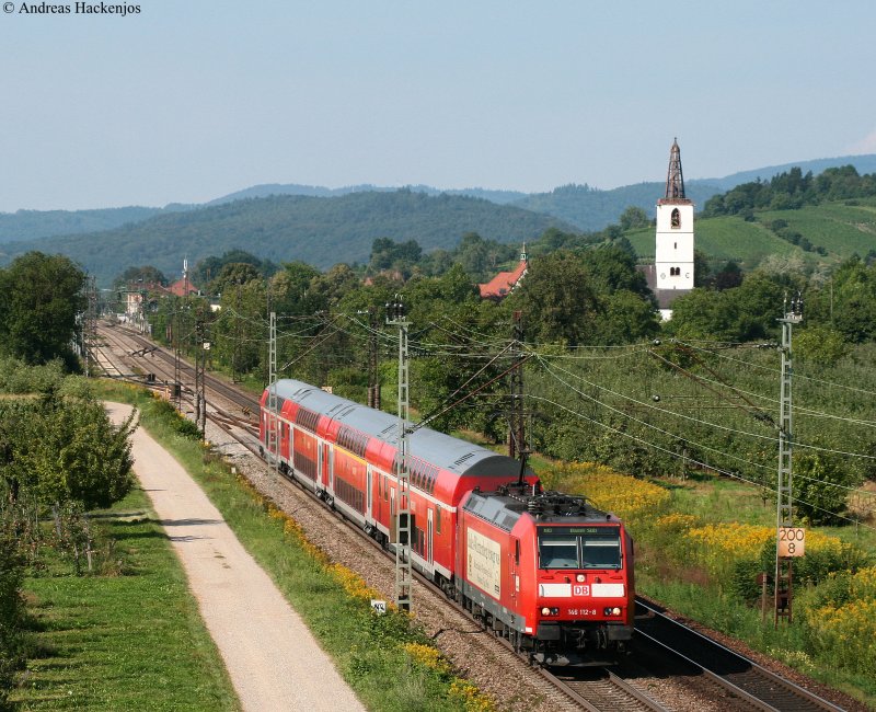 146 112-8 mit dem RE 5175 (Offenburg-Basel SBB) bei Denzlingen 7.8.09