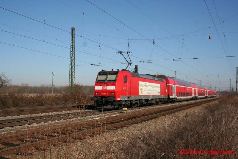 146 115-1 am 24.02.2008 in Niederschopfheim.
