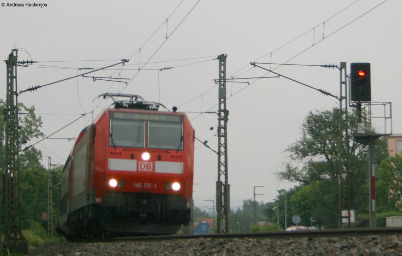 146 115-1 mit dem RE 31031 nach Basel Bad Bf am km 149,4 bei Offenburg 7.6.08