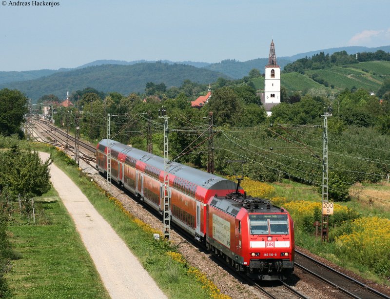 146 116-9 mit dem RE 5171 (Offenburg-Basel SBB) bei Denzlingen 7.8.09