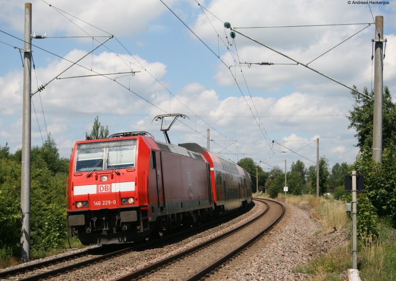 146 229-0 mit dem RE 4707 am B� Pfohren 29.6.08