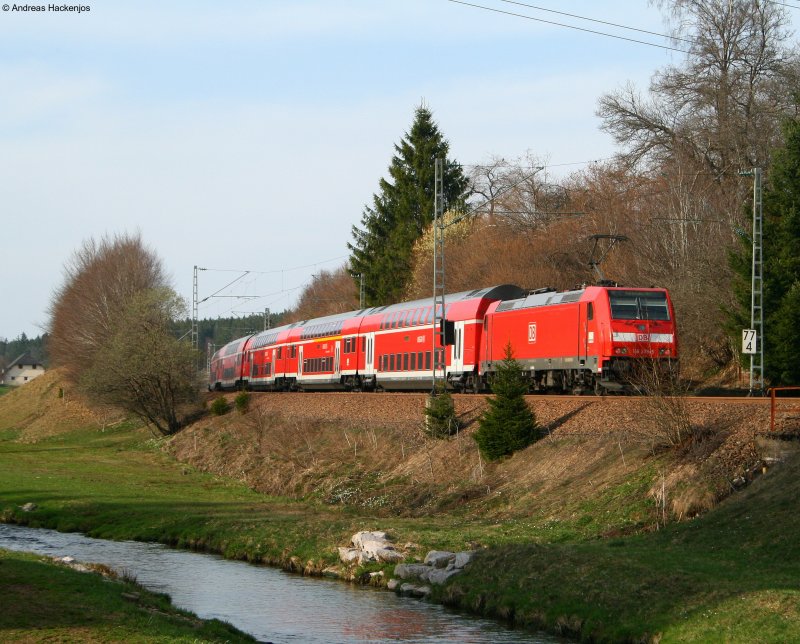 146 231-6 und 239-9 mit dem RE4718 (Konstanz-Karlsruhe Hbf) am km 77,4 12.4.09