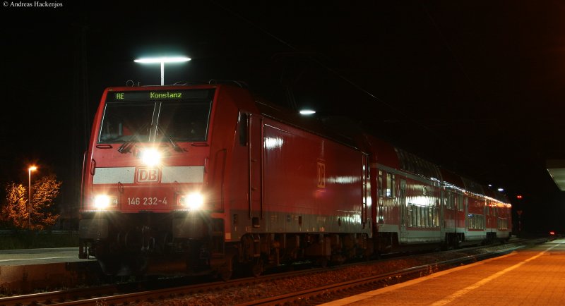 146 232-4 mit dem RE 4737 (Karlsruhe Hbf-Konstanz) in St.Georgen(Schwarzw) 9.8.09