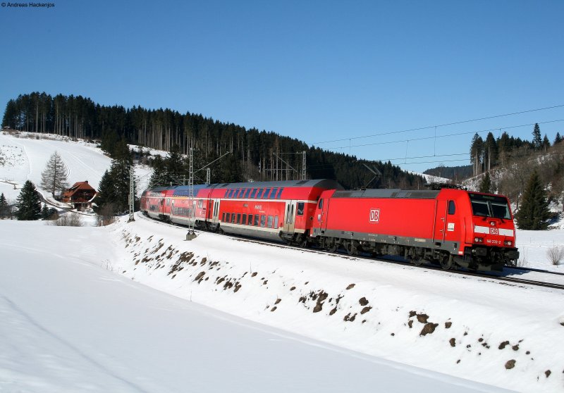146 233-2  Donaueschingen  mit dem IRE 4705 (Karlsruhe Hbf-Konstanz) am km 70,0 28.2.09