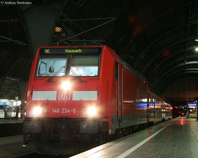 146 234-0 mit dem RE 4757(Karlsruhe Hbf-Hausach) in Karlsruhe Hbf 03.08.09