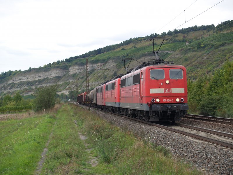 151-050 und 151-170 und leider die 151-134 an letzter Stele am 20.09.2008 in thngersheim 