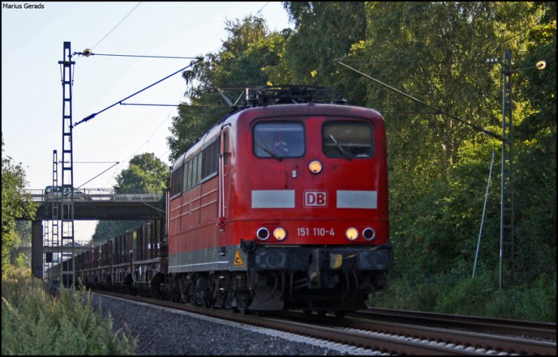 151 110 mit Stahlplatten Richtung Aachen-West am Esig Geilenkirchen 5.8.2009