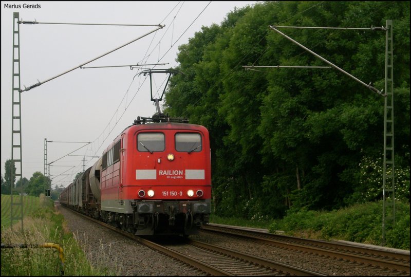 151 150 mit gem. Gz als Umleiter gen Mnchengladbach an der ehem. Anrufschranke 6.6.2009