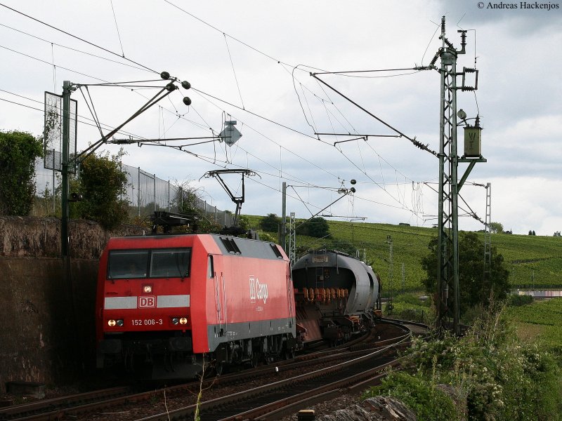 152 006-3 mit einem Mischer -> Norden  bei Hattenheim 11.8.09