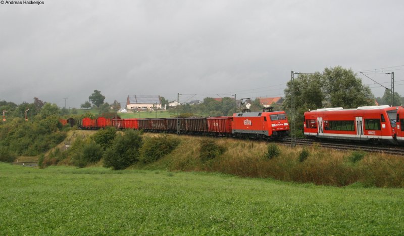 152 025-3 mit der Gaildorf�bergabe am Bogen in Goldsh�fe  4.9.08