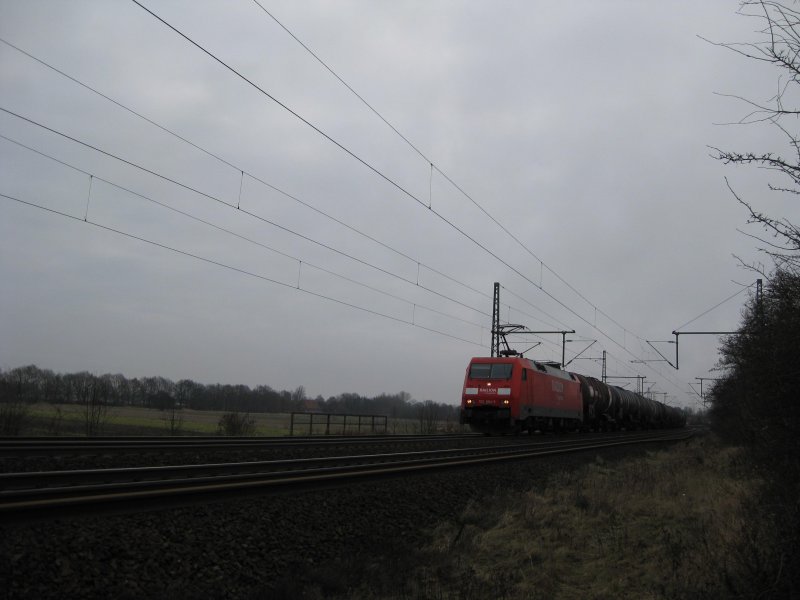 152 094-9 fhrt am 31.01.09 mit einem ler durch Ashausen Richtung Hamburg.