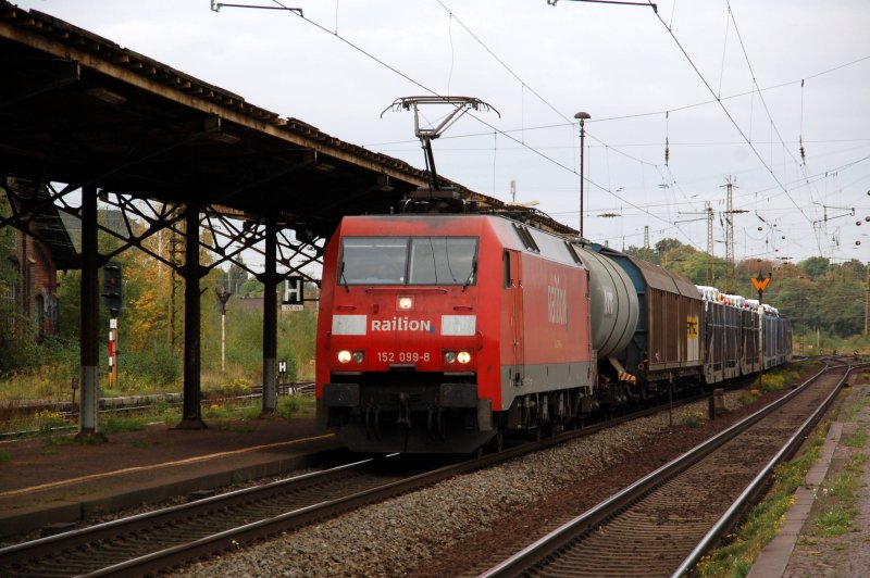 152 099 durchfhrt am 10.10.09 Leipzig-Leutzsch Richtung Engelsdorf.
