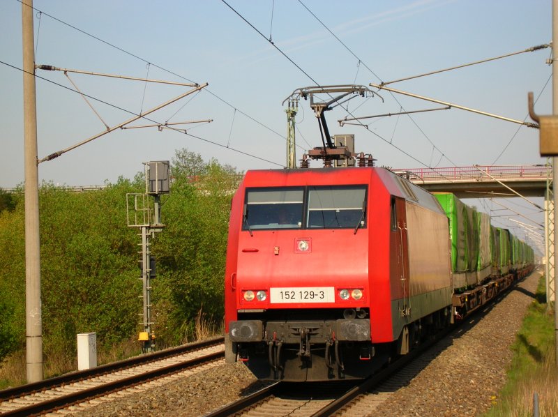 152 129-3 mit einem Gz voll mit HANGARTNER-Trailer in Pritzier