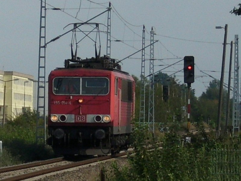 155 014 am 09.September 2009 am ehmaligen Haltepunkt Mukran-West.