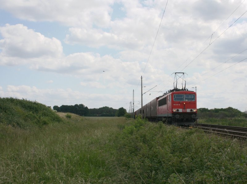 155 031-8 verlsst am 05.06.2008 den Bahnhof Guben Sd