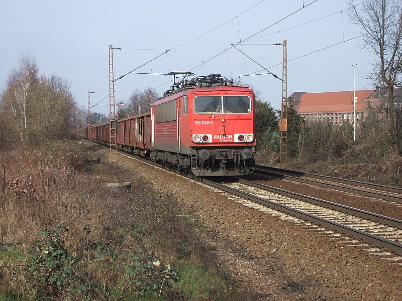 155 038-3 mit gem.GZ am 8.3.2008 durch Limmer -> Linden