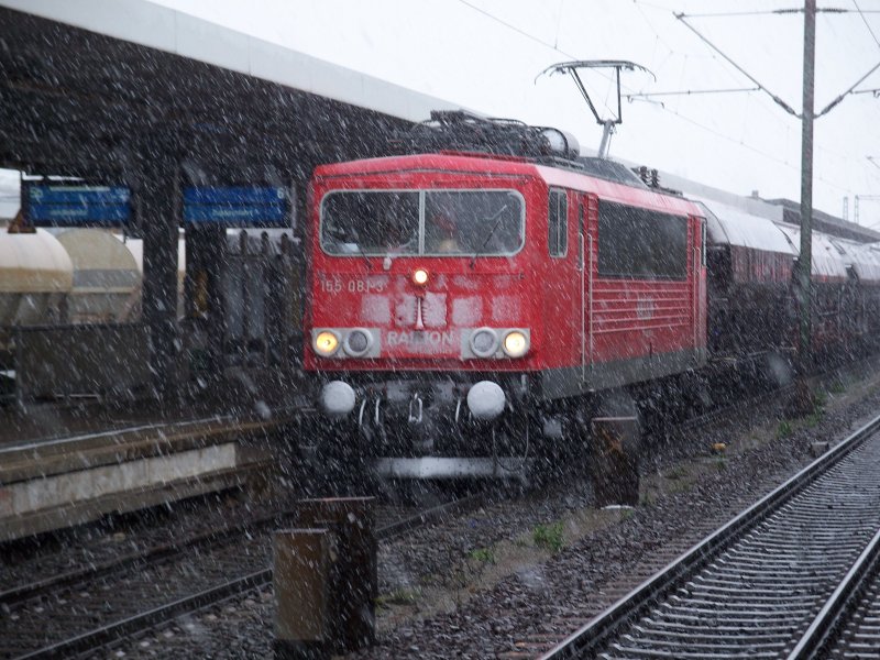 155 081 durchfhrt Braunschweig Hbf in Richtung Osten (18.3.2008)