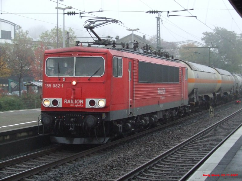 155 082 durchfhrt Wuppertal-Oberbarmen in Richtung Wuppertal Hbf am 02.11.2007