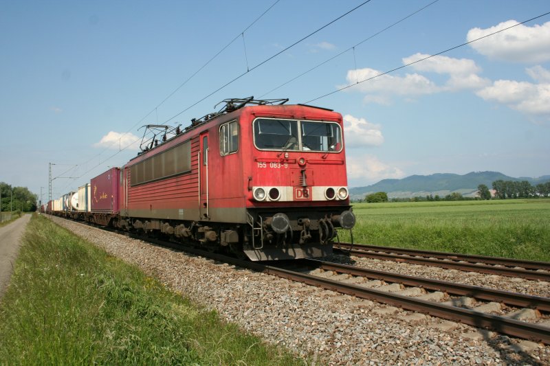 155 083-9 am 23.5.2008 bei Hofweier.