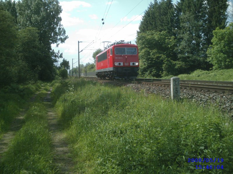 155 123-3 mit neuem Anstrich Hhe Peine im Mai 2008
