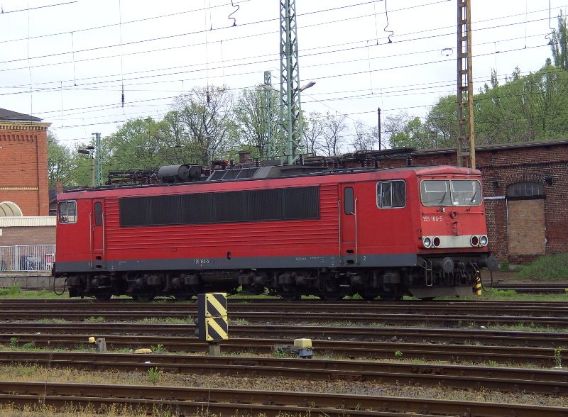155 160-5 am 30.04.2008 im Bahnhof Guben