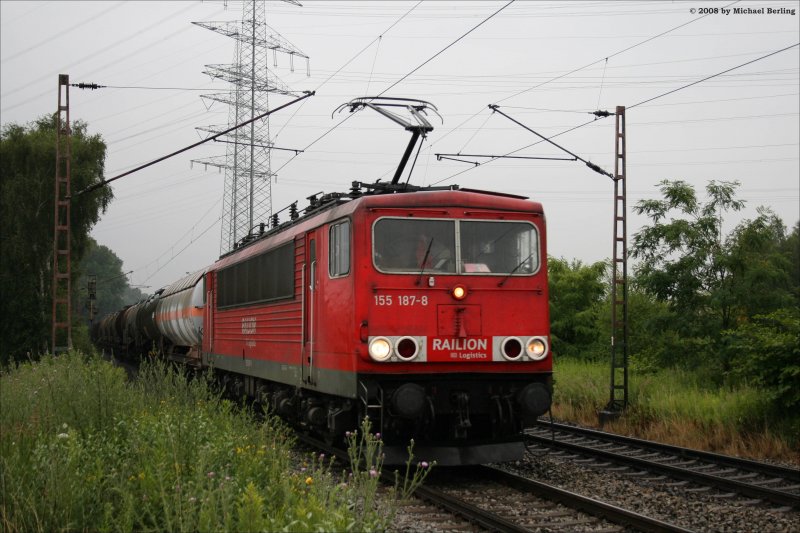 155 187-8 am B Grimbergstrae kurz vorm Gbf GE Bismarck. 3.7.08