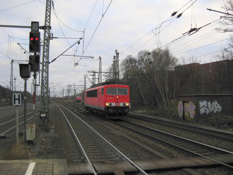 155 200-9 f�hrt am 31.01.09 als Tfzf aus AM durch AHAR Richtung Hafen.