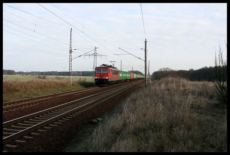 155 222 mit G�terzug, 09.02.08, Nudow