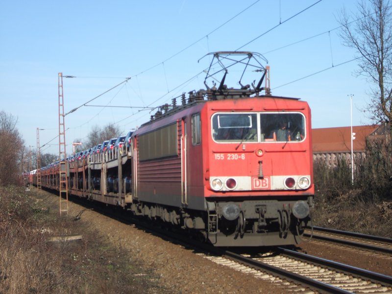 155 230-6 mit Autozug am 9.2.2008 durch Limmer -> Linden