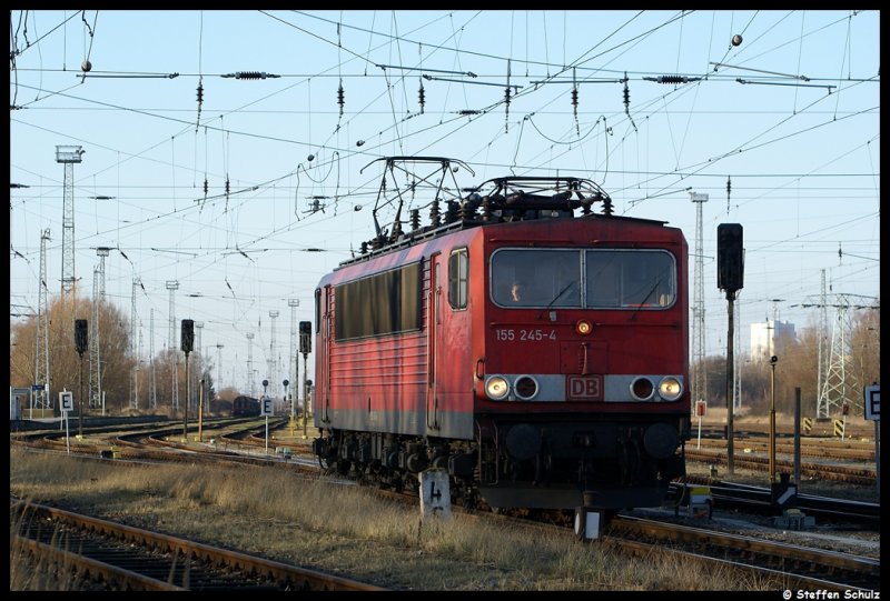 155 245 beim rangieren am 20.01.09 am Hp Rostock Hinrichsdorferstrae.