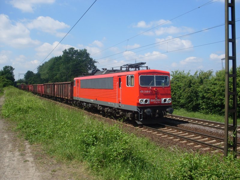 155 248 mit einem G�terzug kurz vor Hannover Lehrte