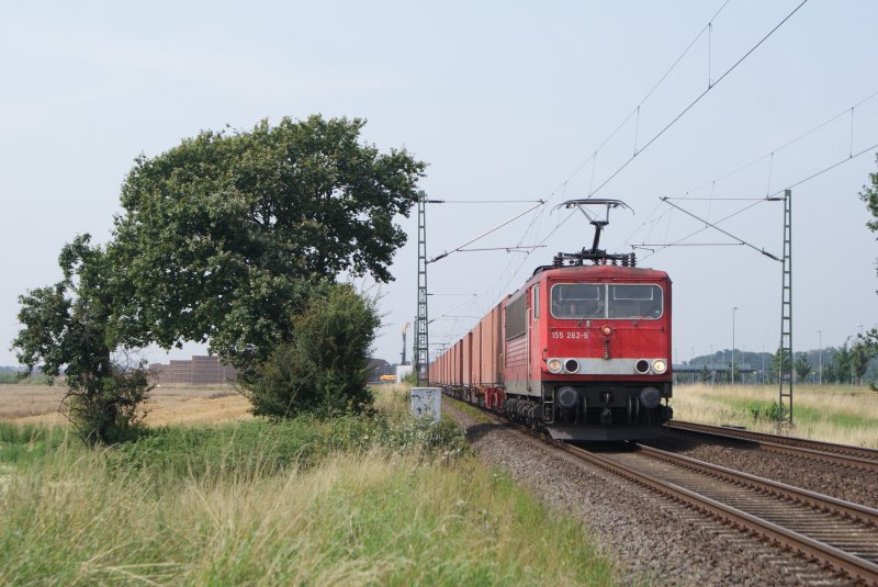 155 262-9 mit Containerzug in Neuss Allerheiligen am 27.07.08