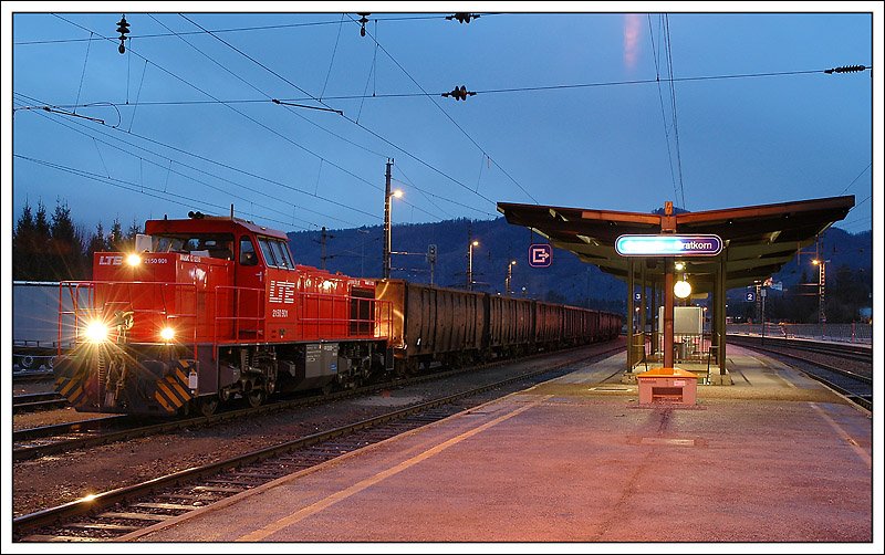 16.3.2008. GKB SGAG 95250 aus Koper beim Erreichen des Zielbahnhofes Gratwein-Gratkorn.
