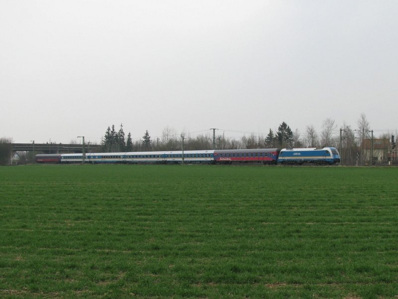 183 004 mit einem Alex am 1.4.2008 bei Obertraubling.