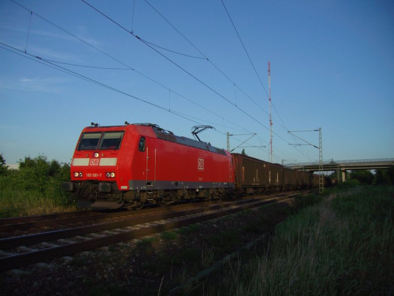185 081 unterwegs in Richtung Wiesbaden / Rdesheim (Rhein). (Aufnahmeort: Mainz-Kastel, Juni 2008)