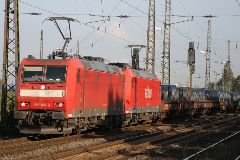 185 155 und 185 156 durchfahren am 26.9.09 Duisburg-Bissingheim